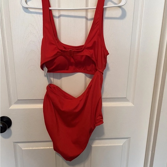Kona Sol, One Piece Swim, lively red,large side cut out medium coverage NWT Sz M - Picture 2 of 6